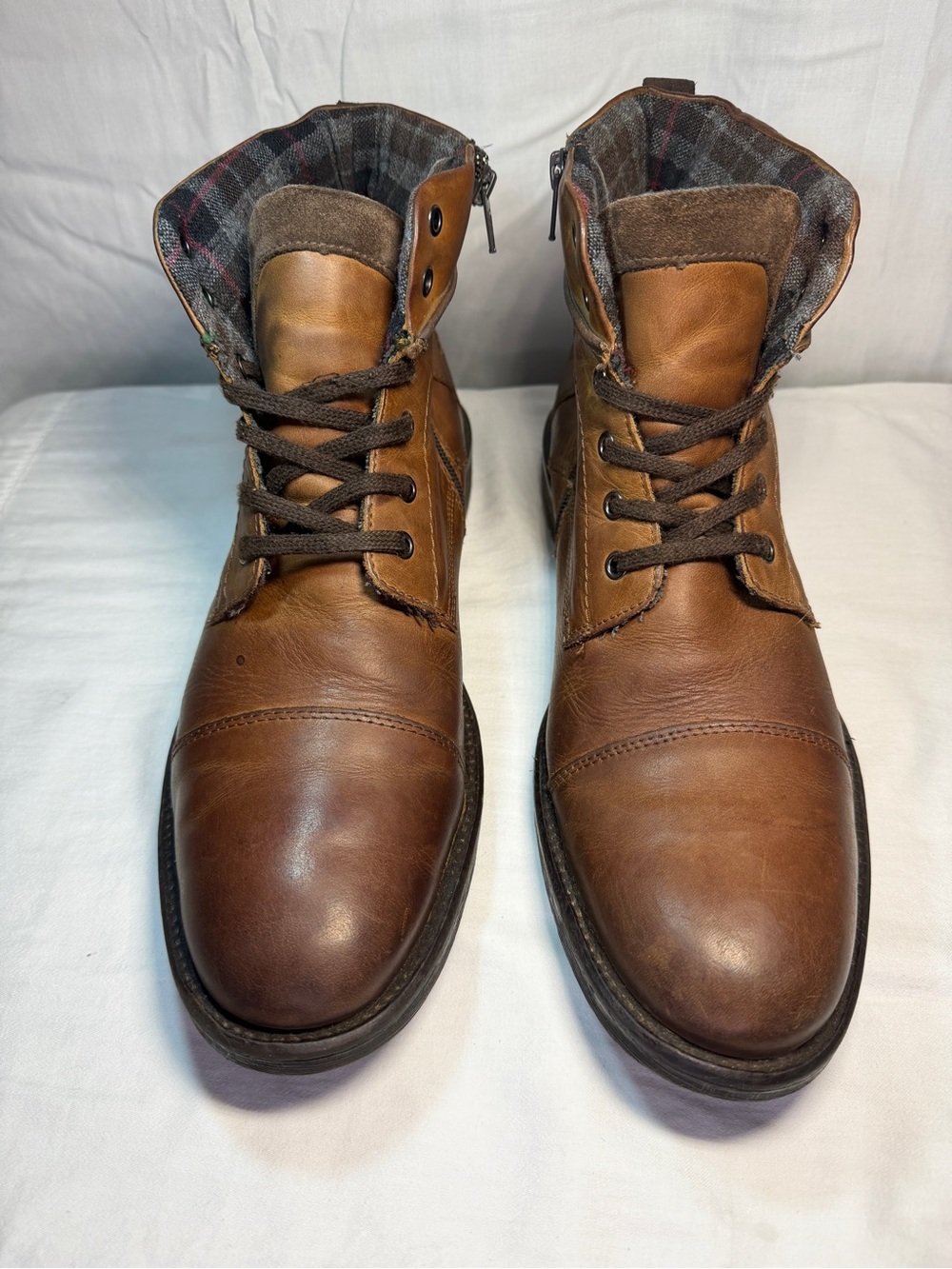 Alfani Brown Leather Lace-Up Ankle Boots